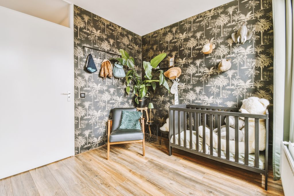 peel and stick wallpaper in an apartment nursery