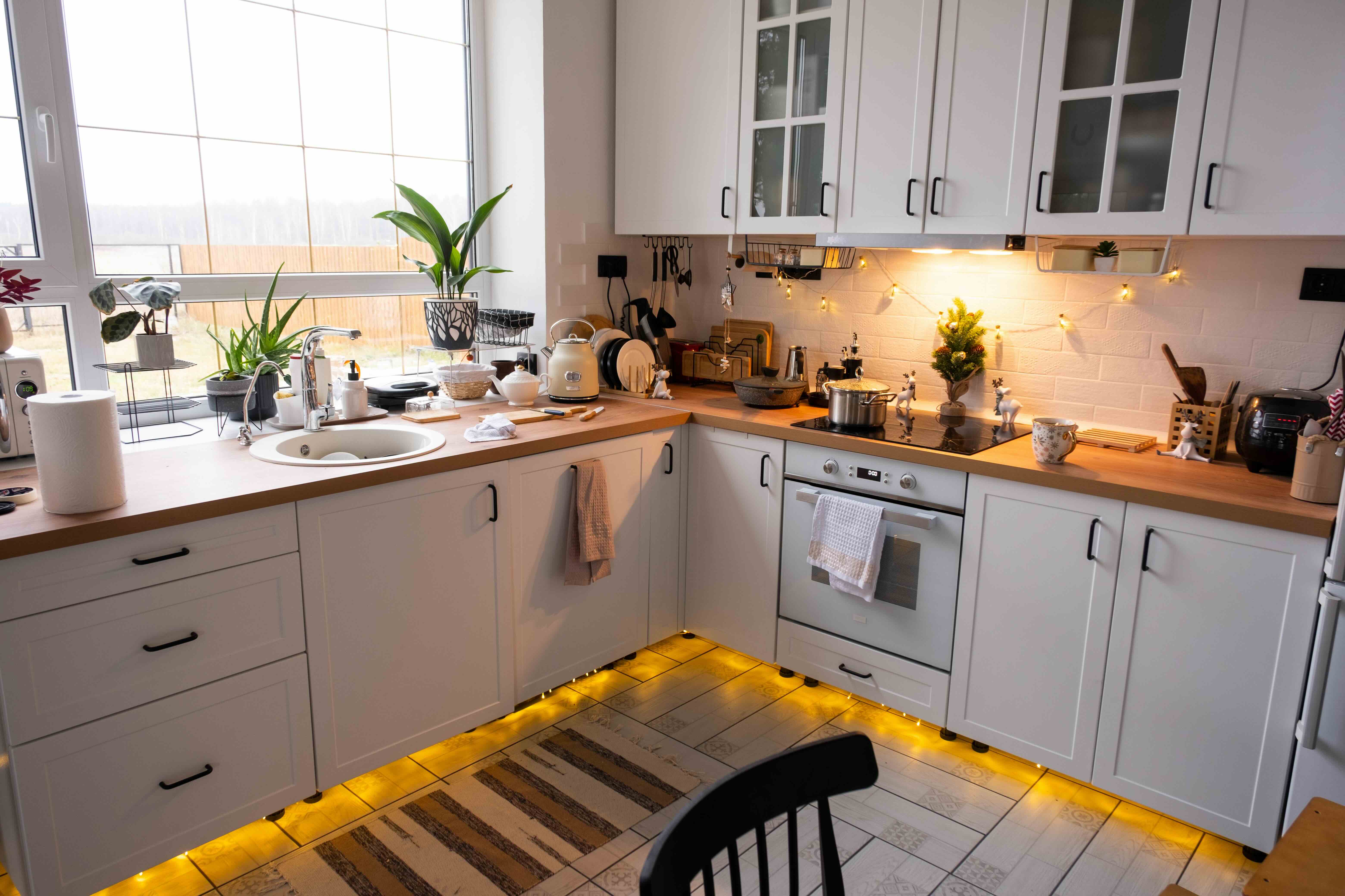led lights installed in an apartment kitchen