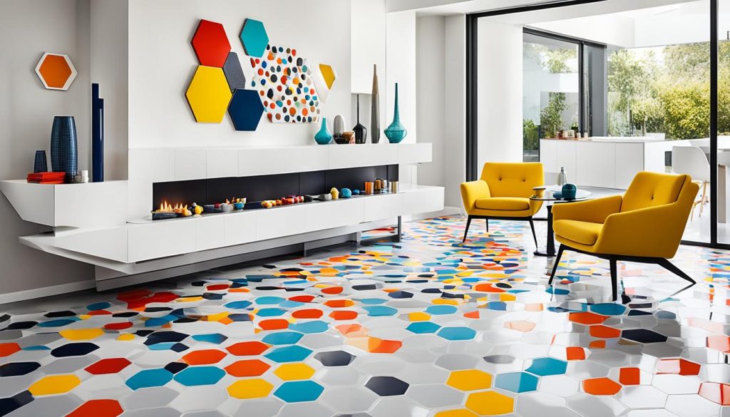immersive peel and stick floor tiles in a rental home