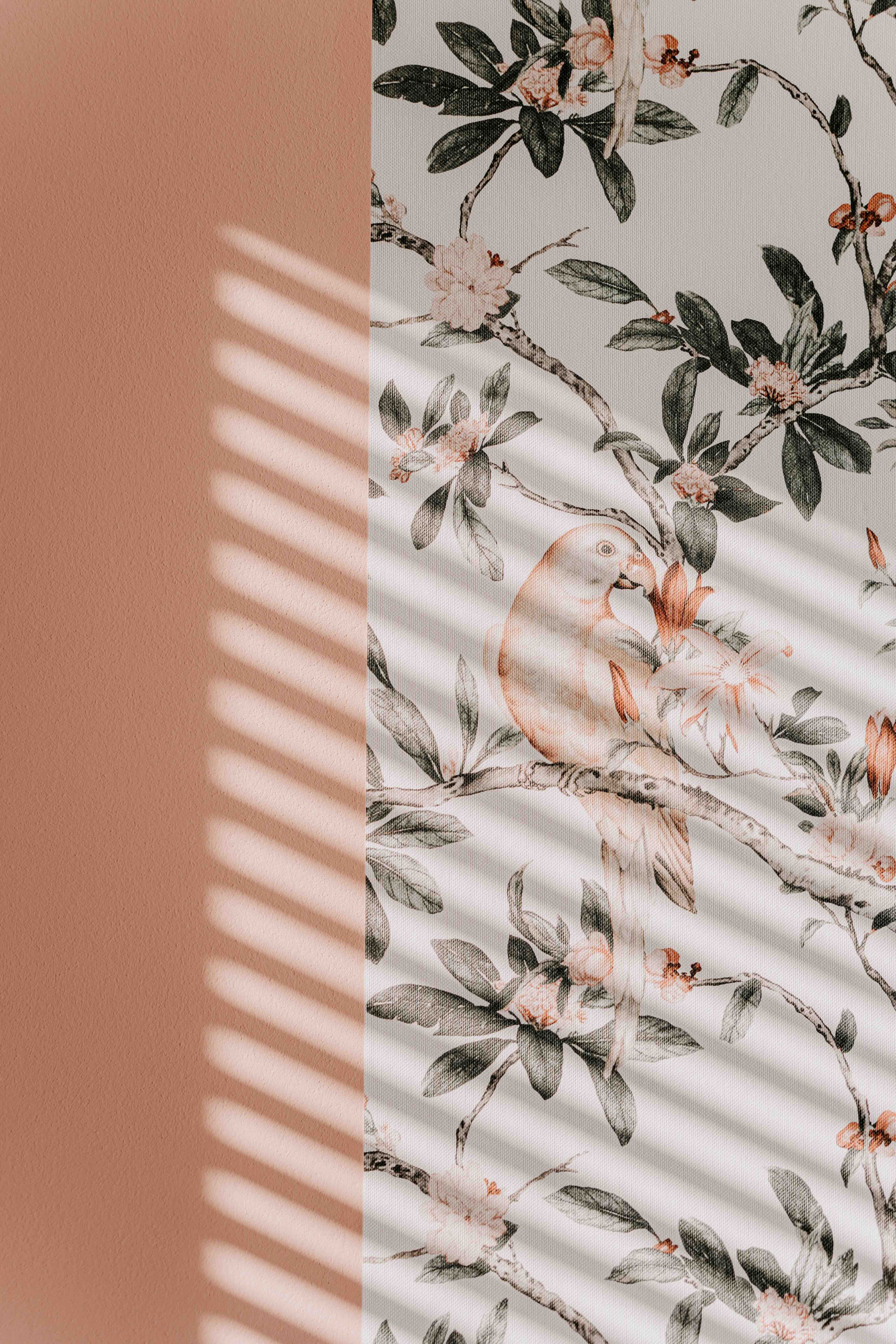 Vibrant floral renter-friendly wallpaper design featuring colorful blossoms and greenery for stylish home decor.
